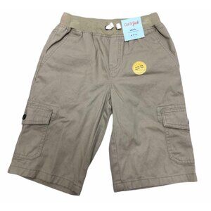 NWT Boys Cargo Shorts Pull On Pockets Bermuda Beige Tan Drawstring XS 4 5 Summer